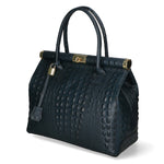 Deborah Borsa a mano da donna Pelle Croco Stampata 7727-C26 BLU SCURO Gave Lux