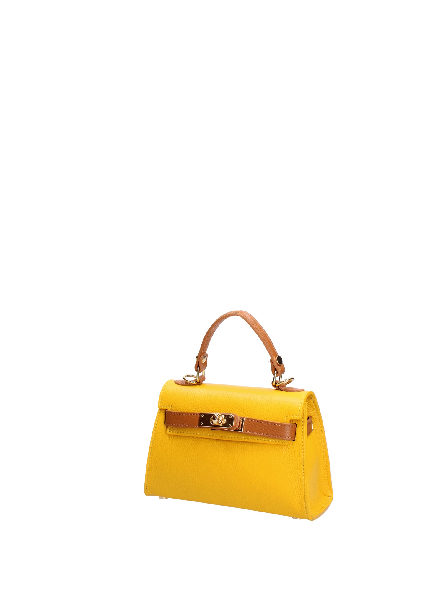 Borsa a mano da donna 100% vera pelle 07221-D04 GIALLO+D44 CUOIO Roberta Rossi