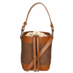 Borsa a secchiello da donna Misto pelle e tessuto MYB-05166-SS-25+S17 CUOIO SCURO My Best Bag