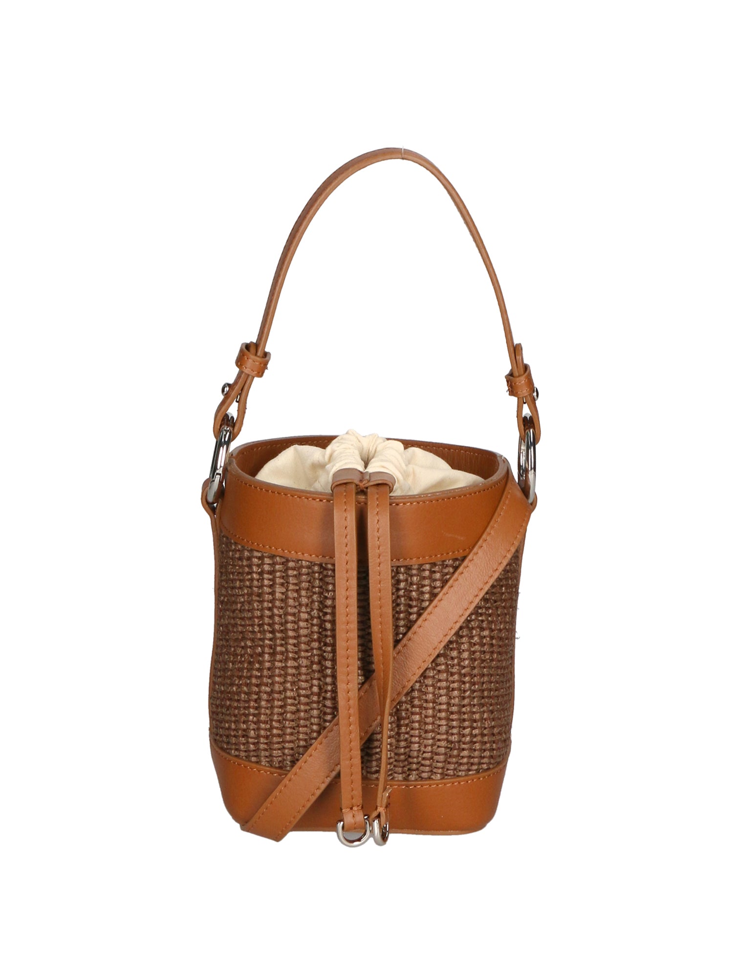 Borsa a secchiello da donna Misto pelle e tessuto MYB-05166-SS-25+S17 CUOIO SCURO My Best Bag