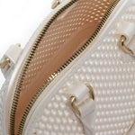 Borsa a mano da donna 100% Pvc FLAT XS BALL-OFF BLANC + OFF GOLD Marc Ellis