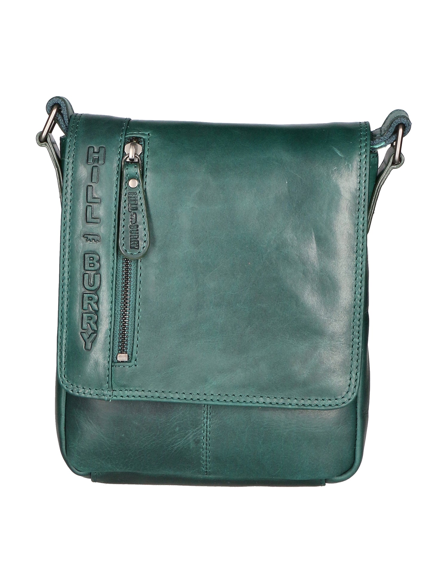 Borsa a tracolla da uomo Vera pelle RFID HILB-6154-PETROLIO Hill Burry
