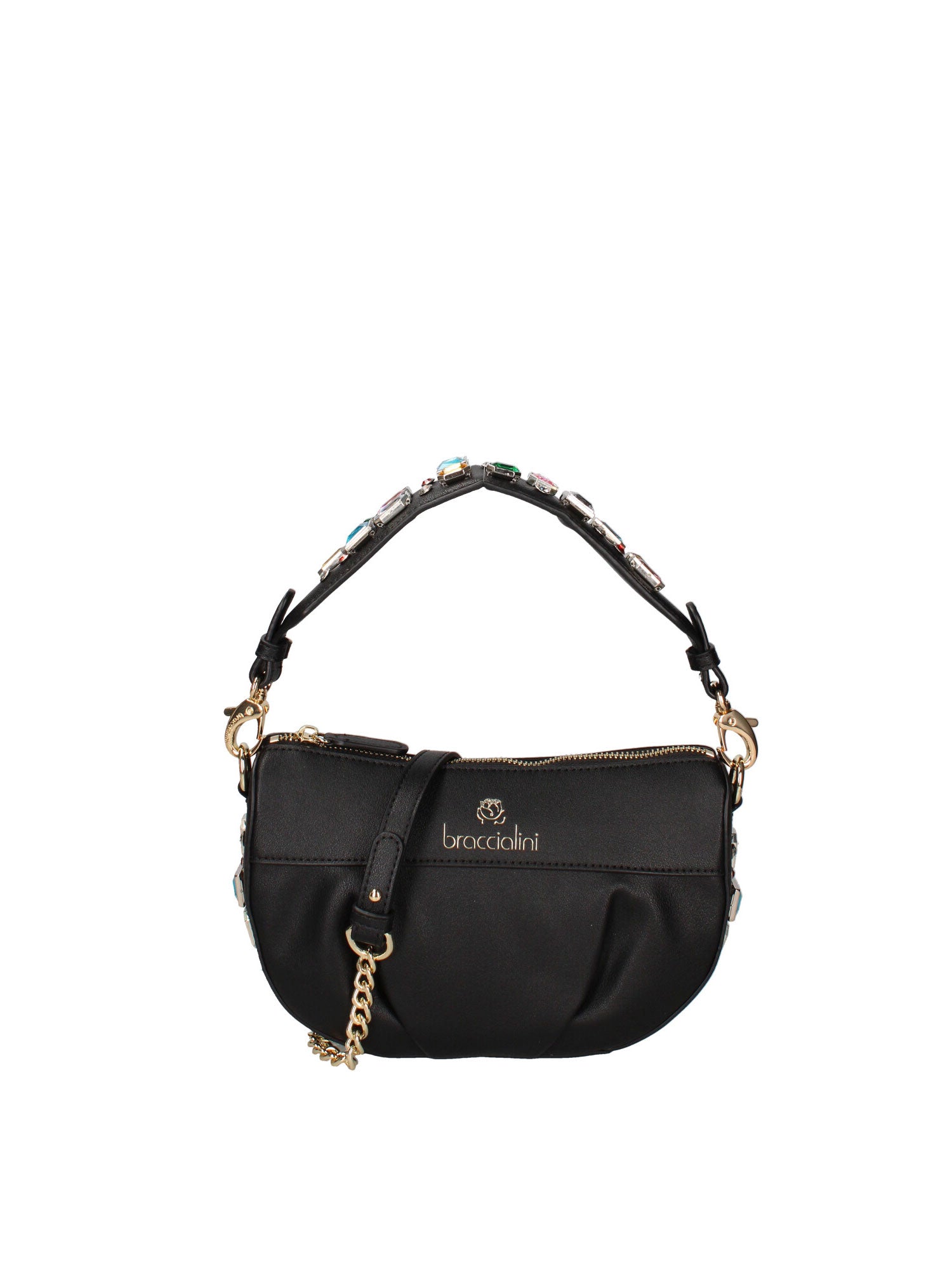 Eterea Chic Borsa a spalla da donna 100% poliuretano B17173-NERO Braccialini