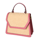 Borsa a mano da donna Pelle e Paglia X12-L126 ROSA ANTICO Roberta Rossi