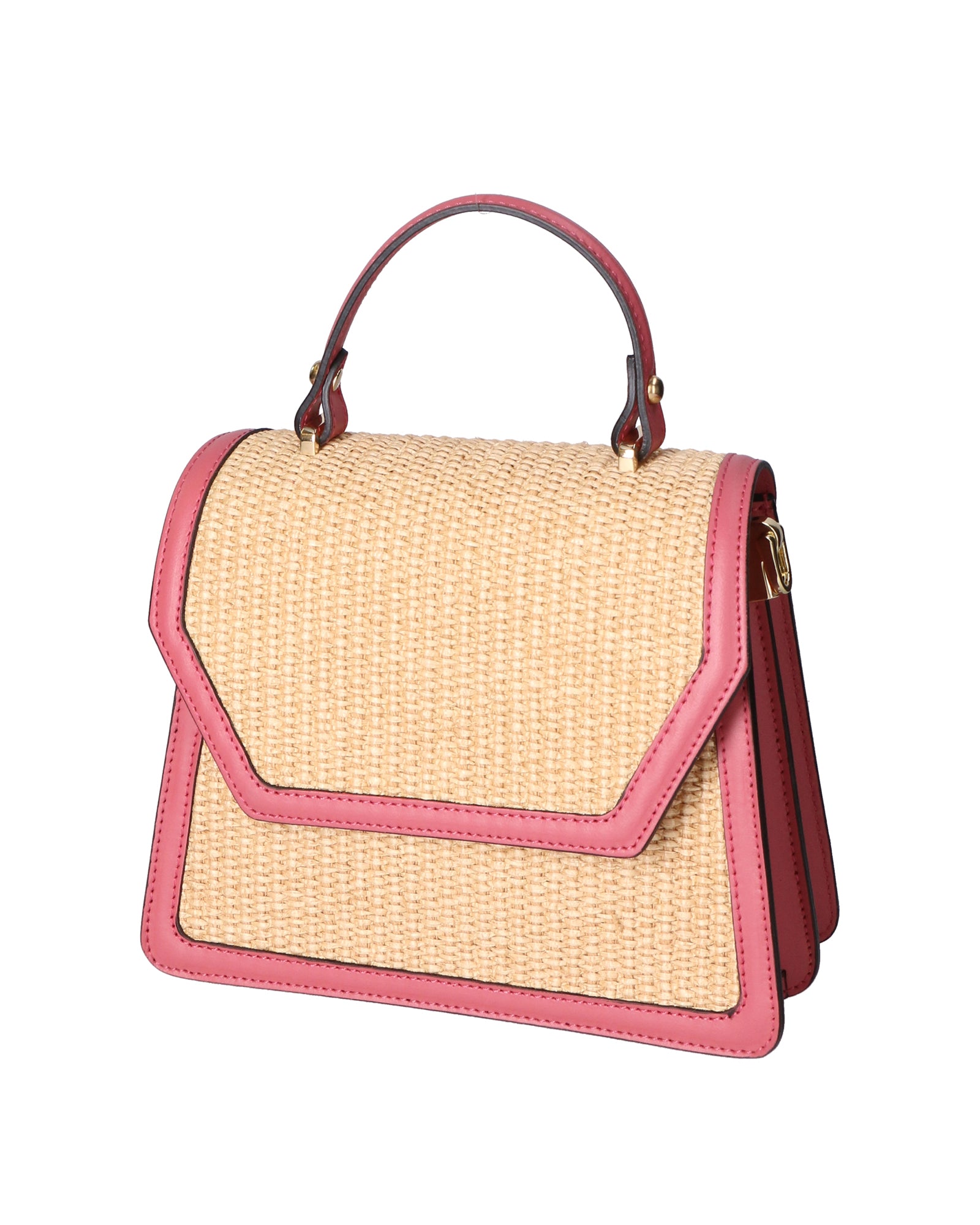 Borsa a mano da donna Pelle e Paglia X12-L126 ROSA ANTICO Roberta Rossi