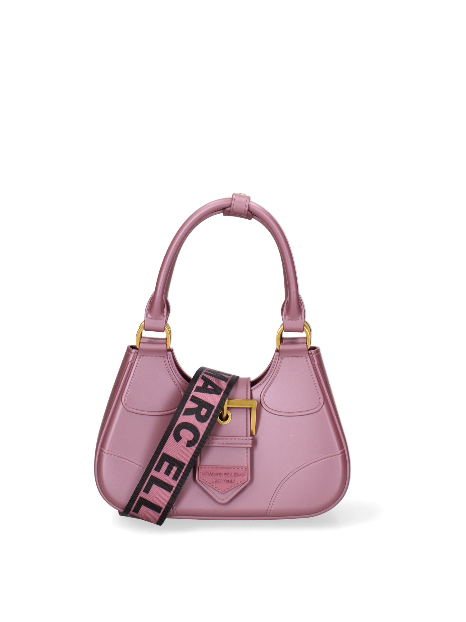 Borsa a mano da donna 100% PVC FLAT-CIRCLE-DARK MAUVE - LIGHT OTTONE Marc Ellis