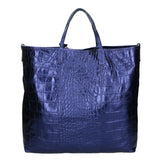 Borsa a mano da donna Vera pelle stampata coccodrillo MYB-7043-SS-BLU My Best Bag