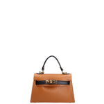 Borsa a mano da donna 100% vera pelle 07221-D44 CUOIO+D28 NERO Roberta Rossi