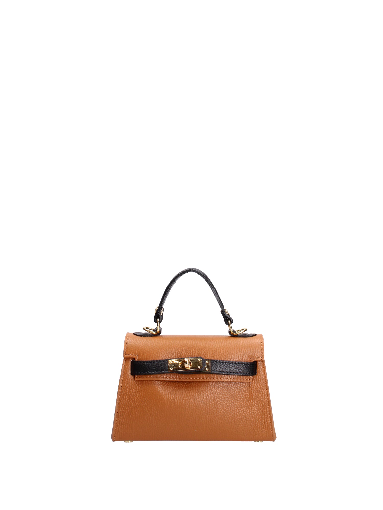 Borsa a mano da donna 100% vera pelle 07221-D44 CUOIO+D28 NERO Roberta Rossi