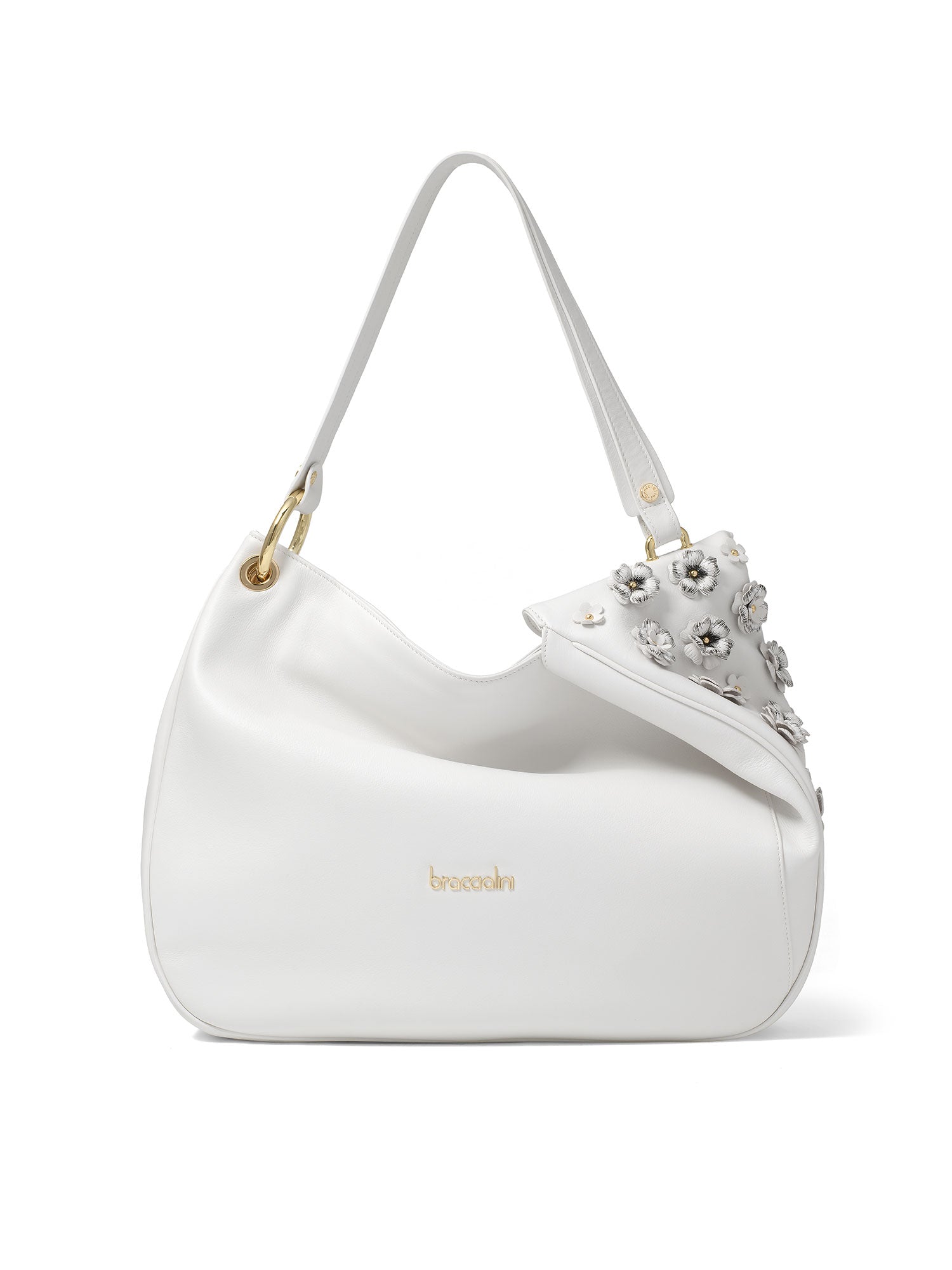 Elowen Plus Borsa a spalla da donna Vera pelle B17242-BIANCO Braccialini