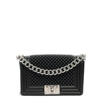 Borsa a mano da donna 100% Pvc FLAT S BALL-BLACK + BRUSH SILVER Marc Ellis