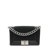 Borsa a mano da donna 100% Pvc FLAT S BALL-BLACK + BRUSH SILVER Marc Ellis