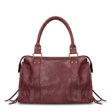 Borsa a Spalla in Genuine Printed Suede Leather Bordeaux