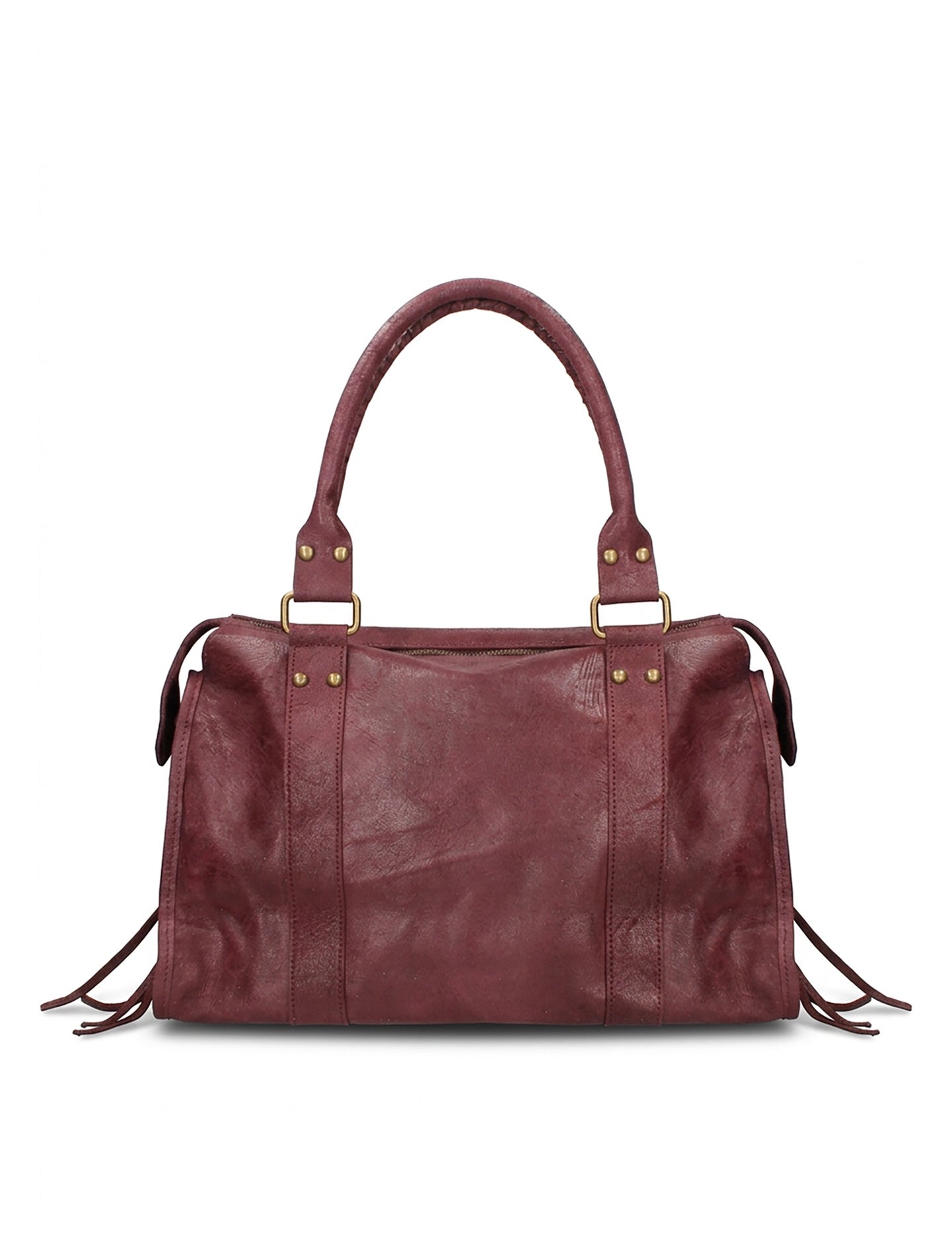 Borsa a Spalla in Genuine Printed Suede Leather Bordeaux