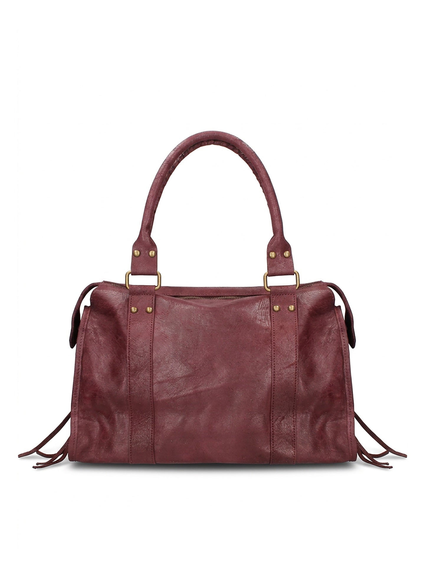 Borsa a Spalla in Genuine Printed Suede Leather Bordeaux
