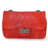 Camilla Borsa a tracolla da donna Pelle scamosciata croco 10029-ROSSO RED Gave Lux