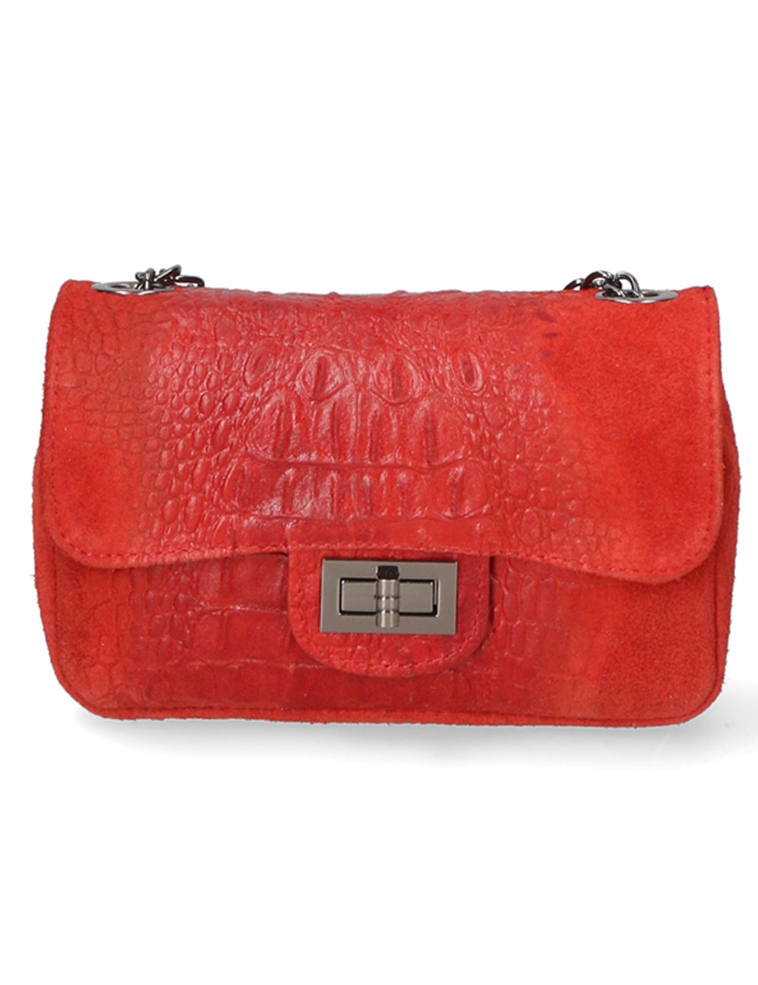 Camilla Borsa a tracolla da donna Pelle scamosciata croco 10029-ROSSO RED Gave Lux