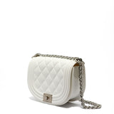 Borsa a mano da donna 100% PVC FLAT ZOE-OFF BLANC + SILVER Marc Ellis