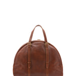 Borsa da viaggio unisex in vera pelle 100% cotone 4589-MARRONE Alessia Firenze