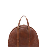 Borsa da viaggio unisex in vera pelle 100% cotone 4589-MARRONE Alessia Firenze