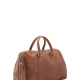 Borsa da viaggio unisex in vera pelle 100% cotone 4040-MARRONE Alessia Firenze