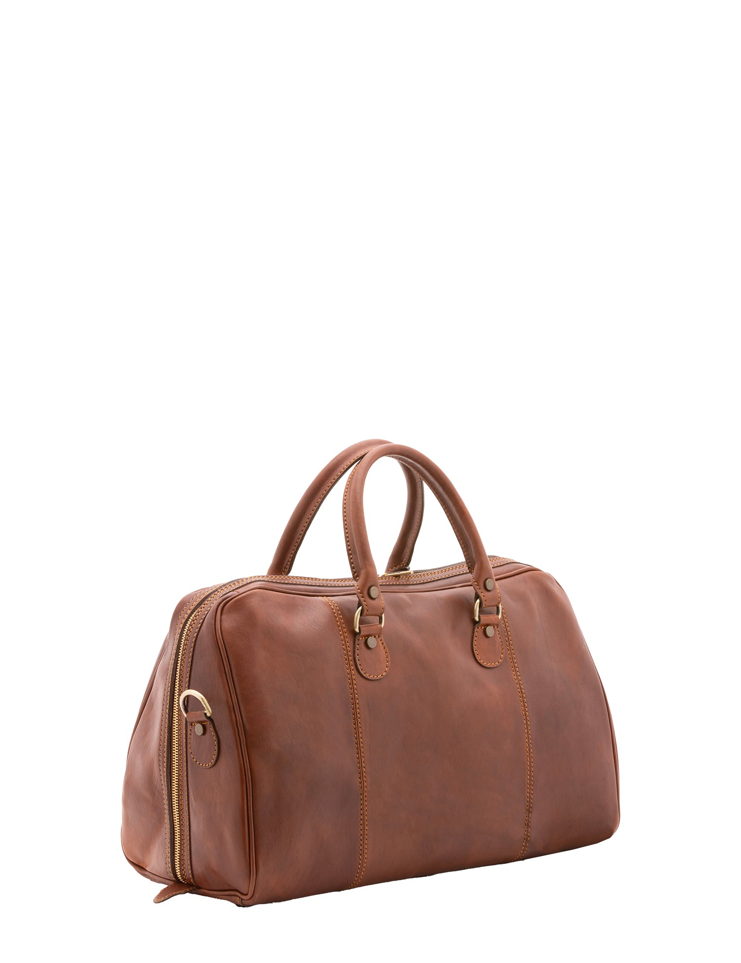 Borsa da viaggio unisex in vera pelle 100% cotone 4040-MARRONE Alessia Firenze