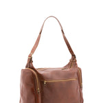 Borsa da viaggio unisex in vera pelle 100% cotone 4037-MARRONE Alessia Firenze