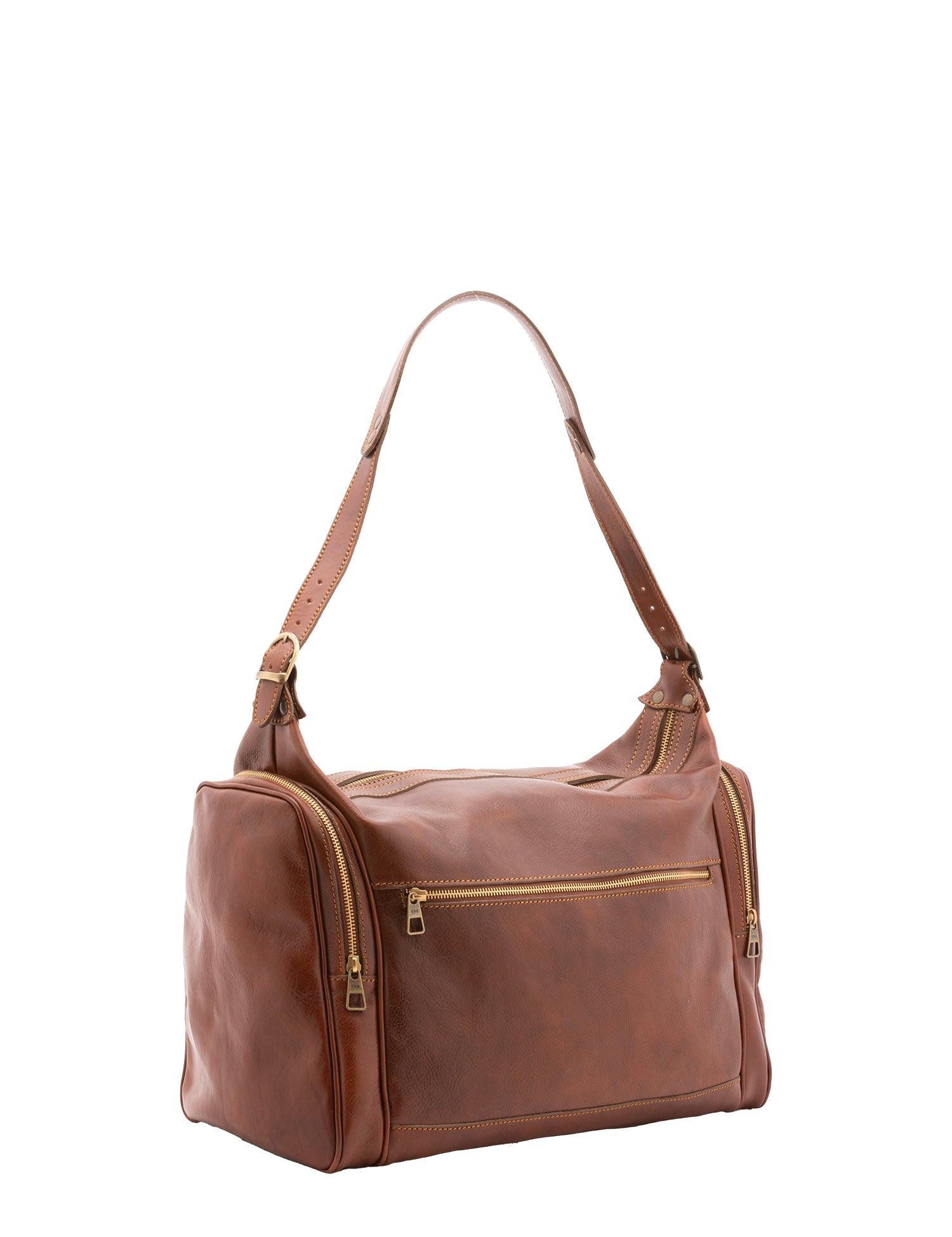 Borsa da viaggio unisex in vera pelle 100% cotone 4037-MARRONE Alessia Firenze