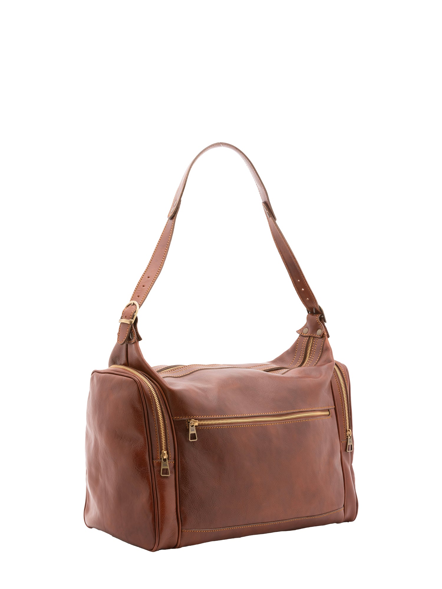 Borsa da viaggio unisex in vera pelle 100% cotone 4037-MARRONE Alessia Firenze
