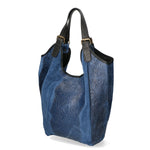 Denise Borsa a spalla da donna Pelle scamosciata stampata 80011-BLU Gave Lux