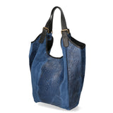 Denise Borsa a spalla da donna Pelle scamosciata stampata 80011-BLU Gave Lux