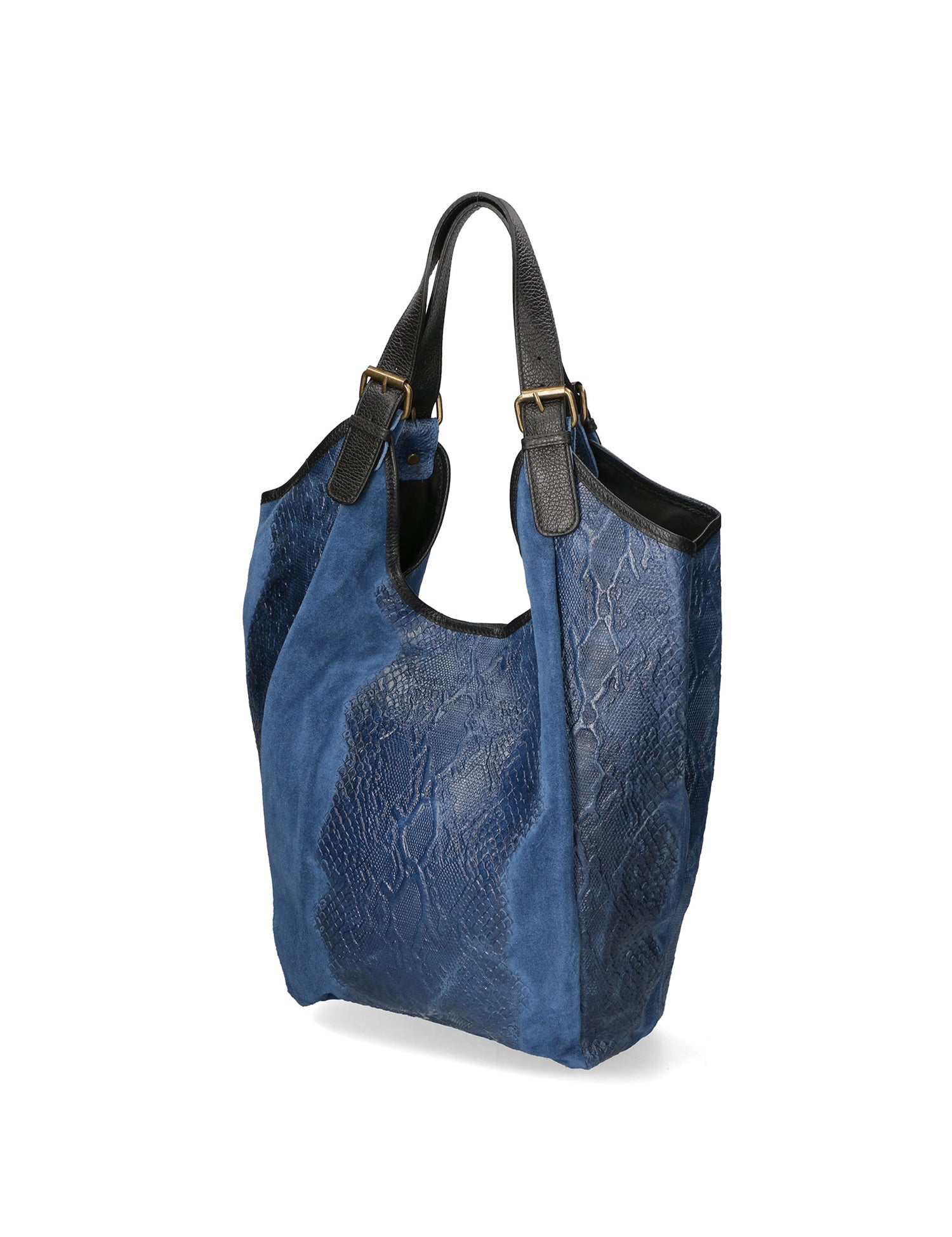Denise Borsa a spalla da donna Pelle scamosciata stampata 80011-BLU Gave Lux