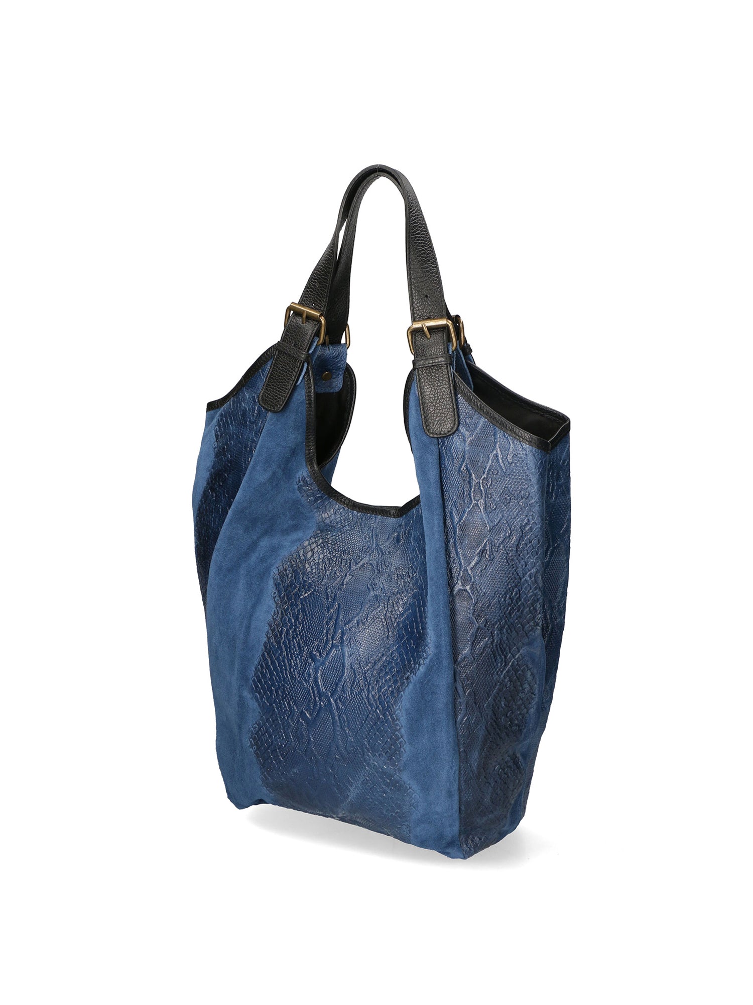 Denise Borsa a spalla da donna Pelle scamosciata stampata 80011-BLU Gave Lux
