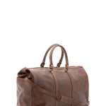 Borsa da viaggio unisex vera pelle 100% cotone 4546-TESTA DI MORO Alessia Firenze