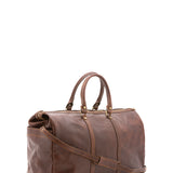 Borsa da viaggio unisex vera pelle 100% cotone 4546-TESTA DI MORO Alessia Firenze