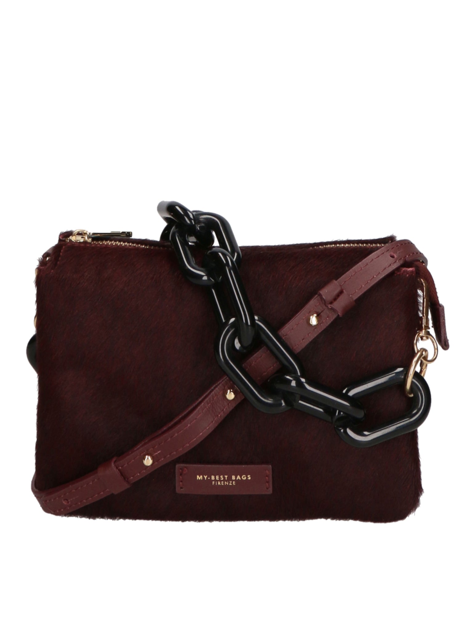Borsa a spalla da donna Vera pelle di cavallino MYB-8021-FW-BORGOGNA My Best Bag