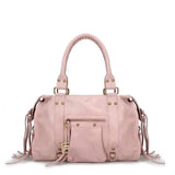 Borsa a Spalla in Genuine Printed Suede Leather Rosa