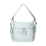 Women's White Convertible Shoulder Bag in Genuine Leather Made in Italy 30x26x9 cm