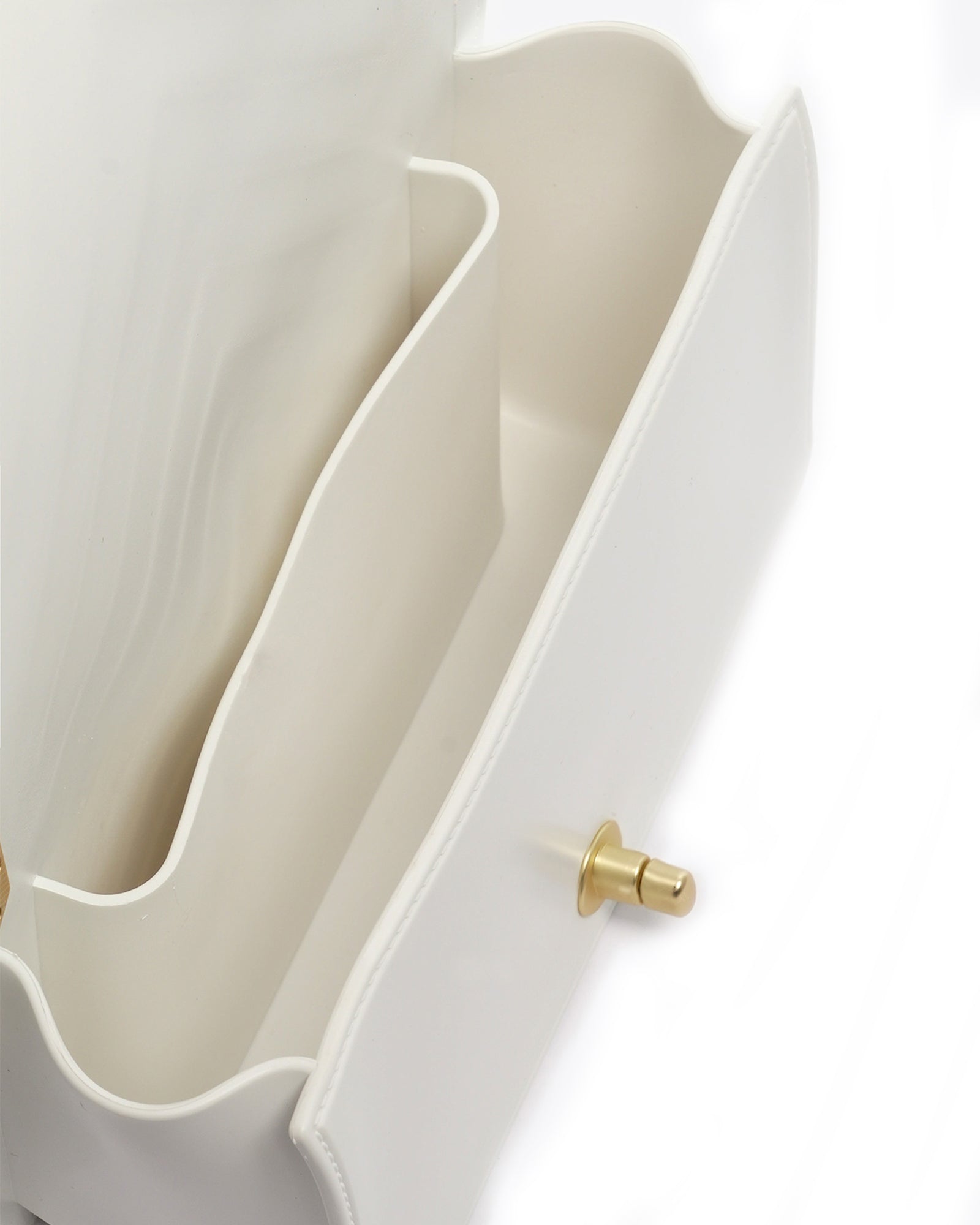 Borsa a mano da donna 100% Pvc FLAT S-WHITE + OFF GOLD Marc Ellis