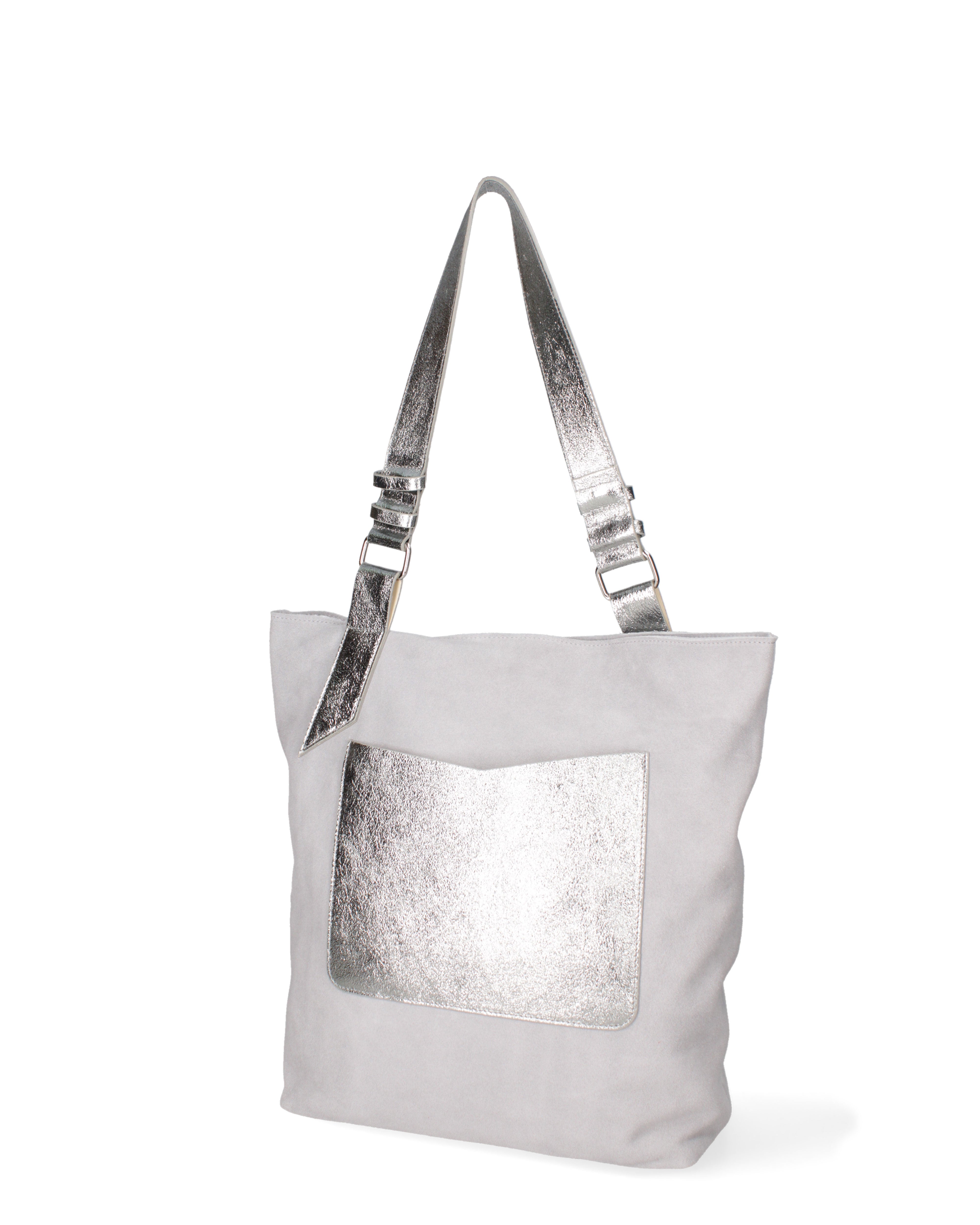 Borsa a spalla da donna Vera pelle 07312-D21 GRIGIO+L020 Roberta Rossi