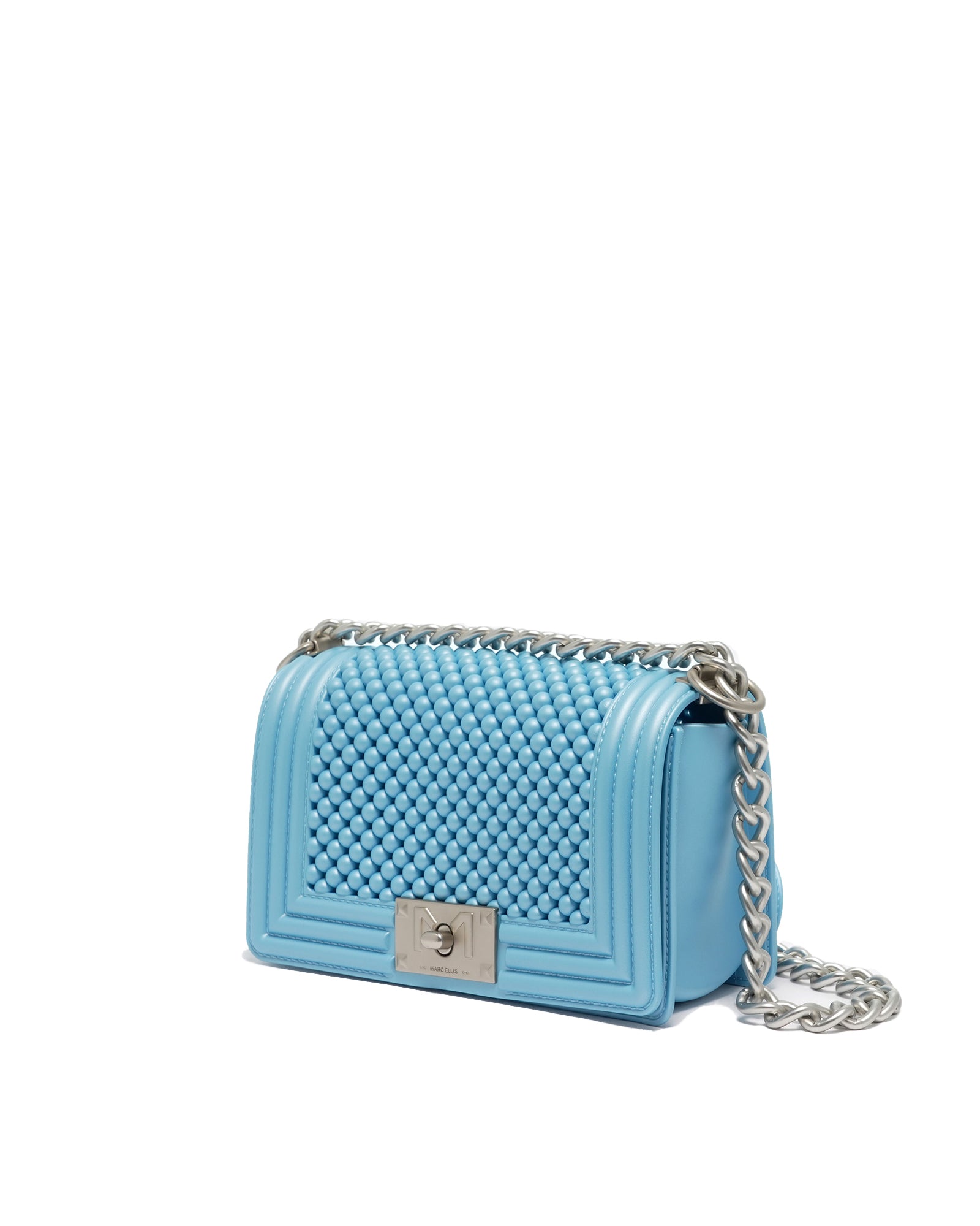 Borsa a mano da donna 100% Pvc FLAT S BALL-NORSE BLUE + OFF SILVER Marc Ellis