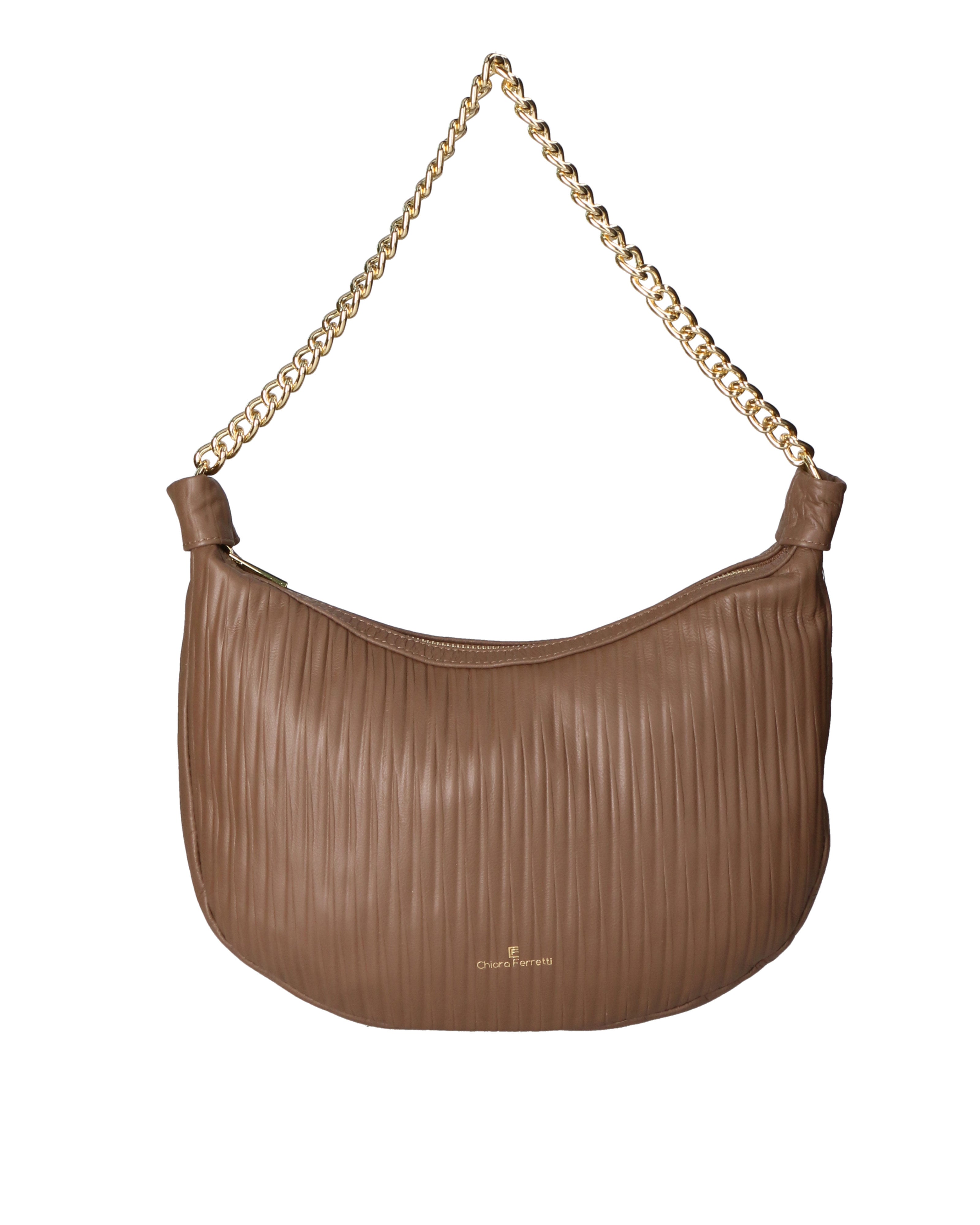Zelia Nova Borsa a spalla da donna Vera pelle 03818-S11 TAUPE SCURO Chiara Ferretti