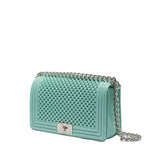 Borsa a mano da donna 100% Pvc FLAT M BALL-VERDE ACQUA + SILVER Marc Ellis