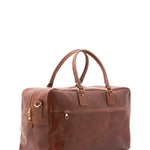 Borsa da viaggio unisex vera pelle 100% cotone 4562-MARRONE Alessia Firenze