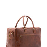 Borsa da viaggio unisex vera pelle 100% cotone 4562-MARRONE Alessia Firenze