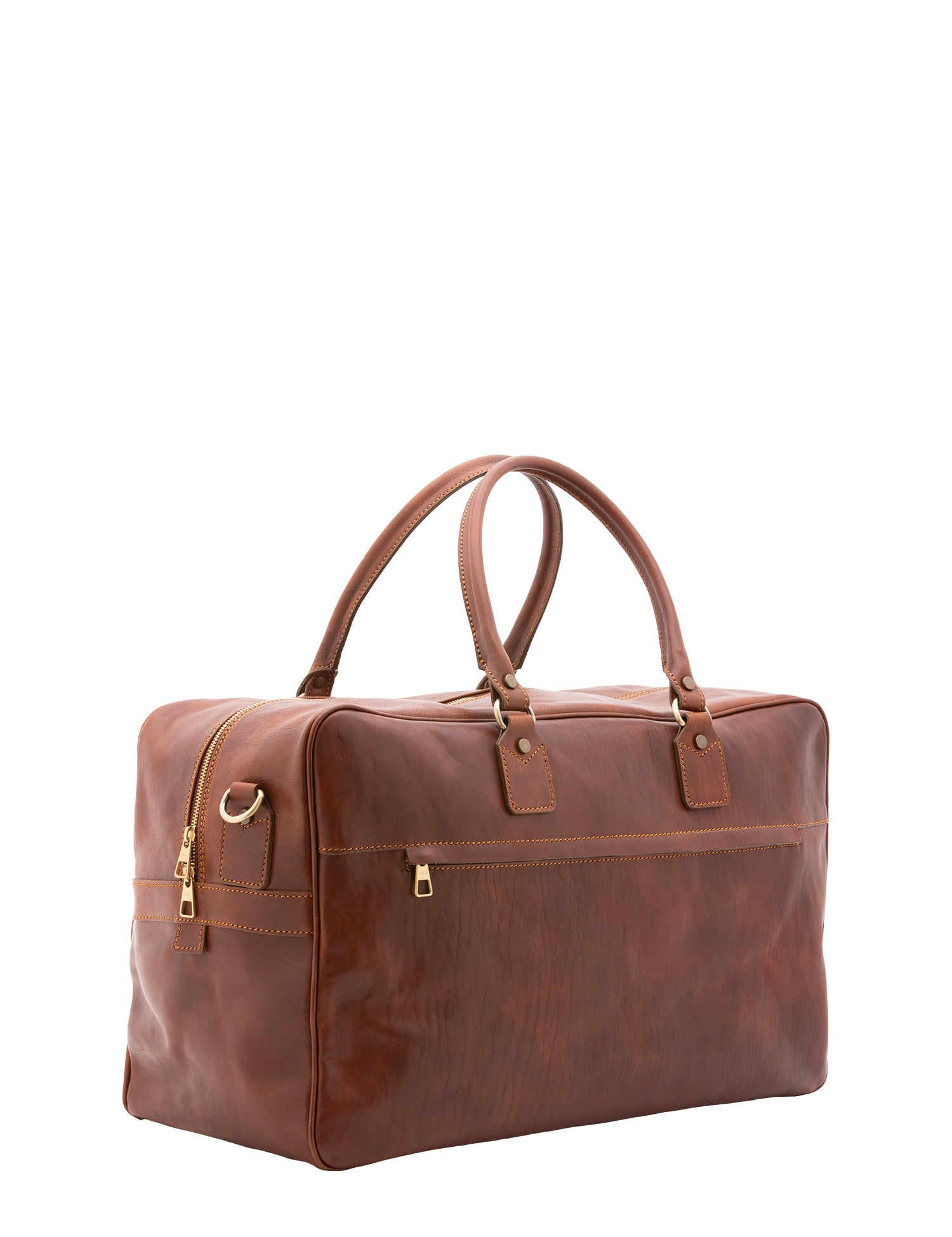Borsa da viaggio unisex vera pelle 100% cotone 4562-MARRONE Alessia Firenze