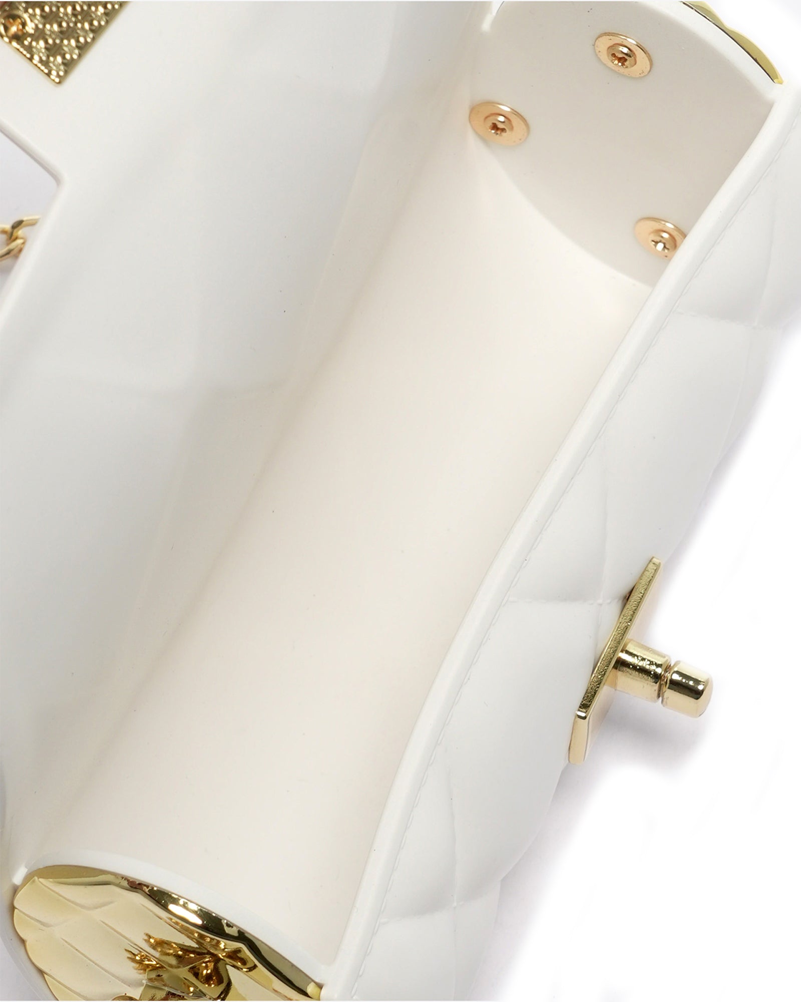 Borsa a mano da donna 100% Pvc FLAT MOON-OFF BLANC + GOLD Marc Ellis