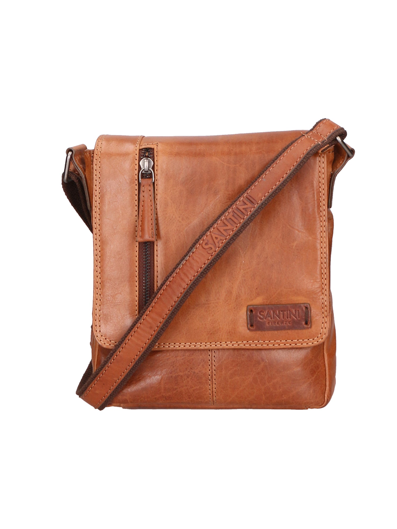 Borsa a tracolla unisex vera pelle Made in Italy SN5863547-TAN Santini Firenze