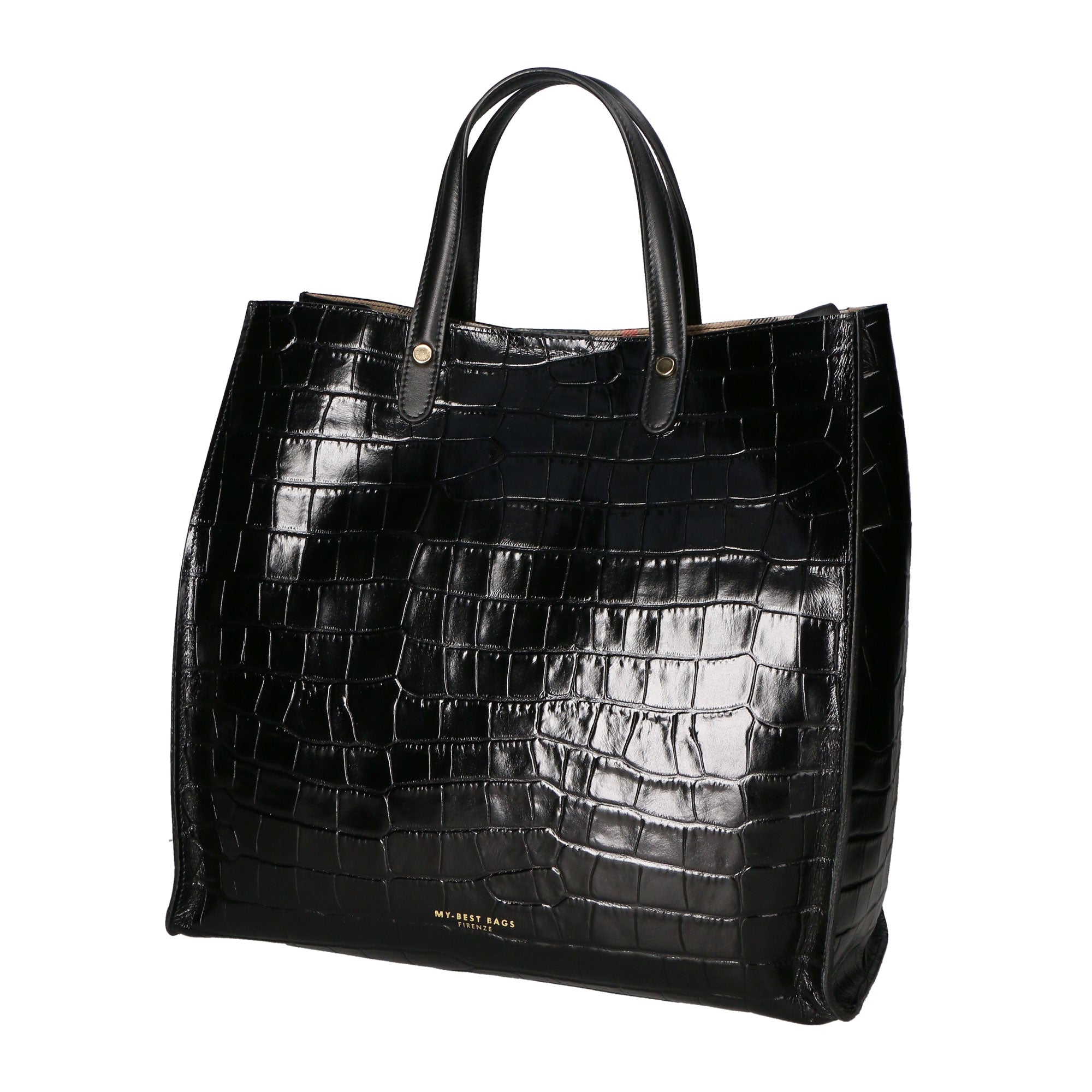 Borsa a mano da donna Pelle stampata cocco MYB-6028-FW-C28 NERO My Best Bag