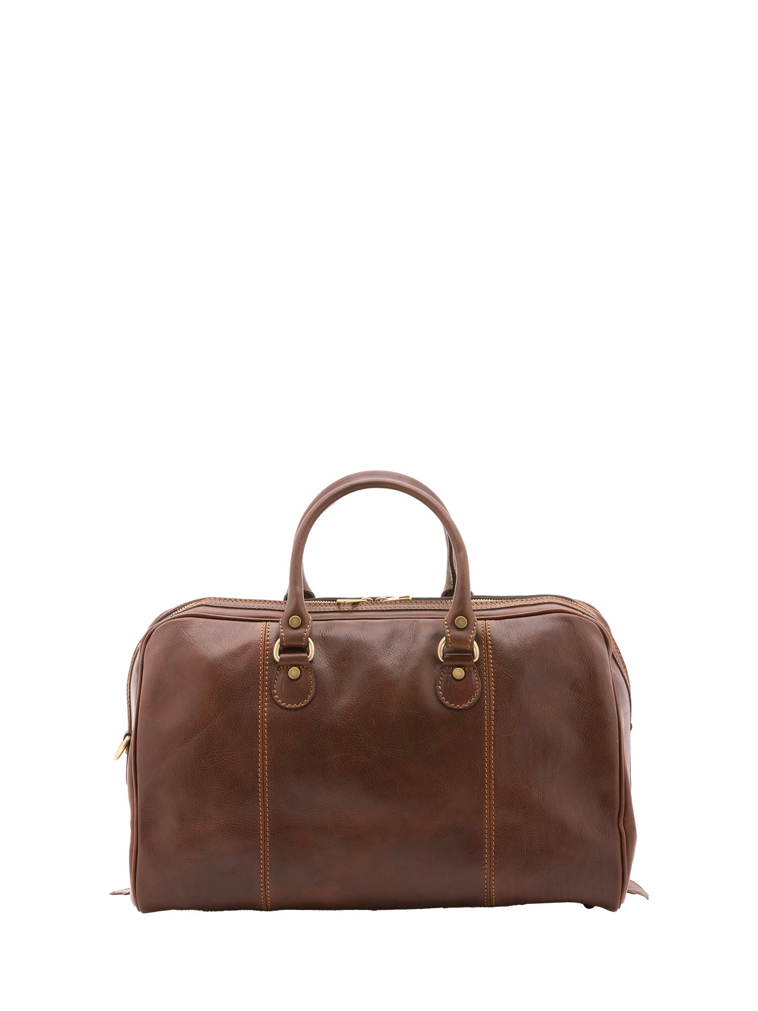 Borsa da viaggio unisex in vera pelle 100% cotone 4040-TESTA DI MORO Alessia Firenze